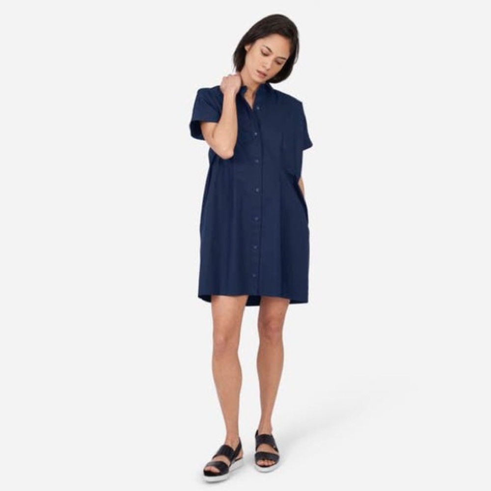 Everlane Cotton Poplin Square Shirt Dress 00 NEW